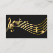 Carte De Visite Notes de musique Flute Enseignant Gold Elegant (Devant)