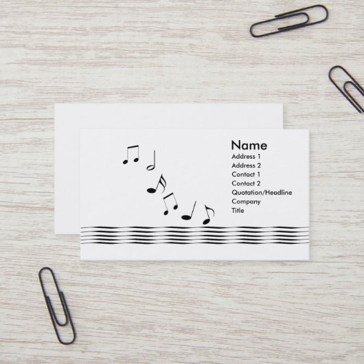 Carte De Visite Notes musicales (Devant/Arrière en situation)