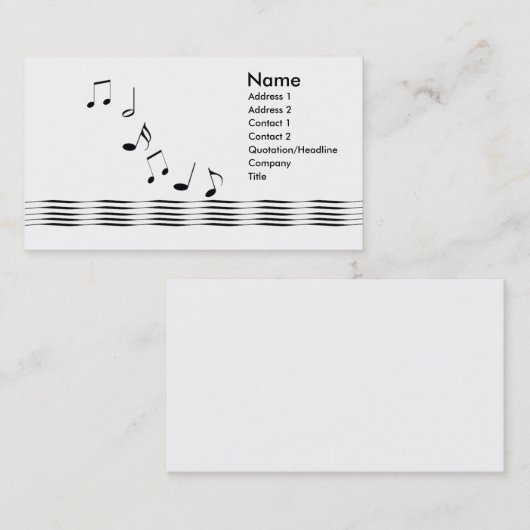 Carte De Visite Notes musicales (Devant / Derrière)