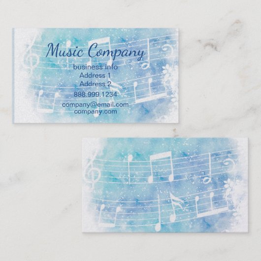 Carte De Visite Notes musicales d'aquarelle (Devant / Derrière)