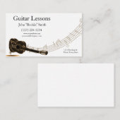 Carte De Visite Notes musicales des leçons de guitare (Devant / Derrière)