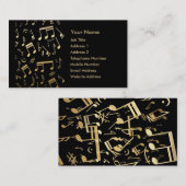 Carte De Visite Notes musicales d'or sur le noir (Devant / Derrière)