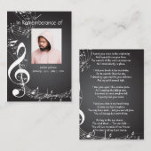 Carte De Visite Notes musicales du service commémoratif Keepsaké B (Devant / Derrière)