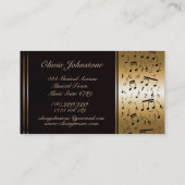 Carte De Visite Notes musicales en or et noir de luxe (Dos)