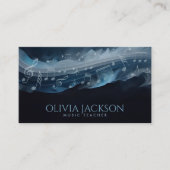 Carte De Visite Notes musicales Flux aquarelle - Dreamy Blue (Devant)