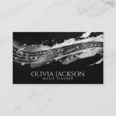 Carte De Visite Notes musicales Flux aquarelle - noir et blanc (Devant)