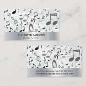 Carte De Visite Notes musicales | Marbre métallique (Devant / Derrière)