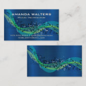 Carte De Visite Notes musicales | Métal bleu (Devant / Derrière)