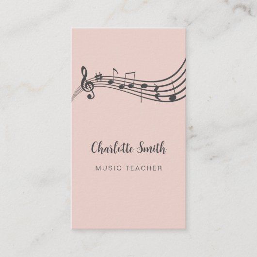 Carte De Visite Notes musicales Professeur de musique Elegant Blus (Devant)