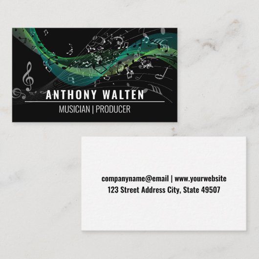 Carte De Visite Notes musicales | Son (Devant / Derrière)