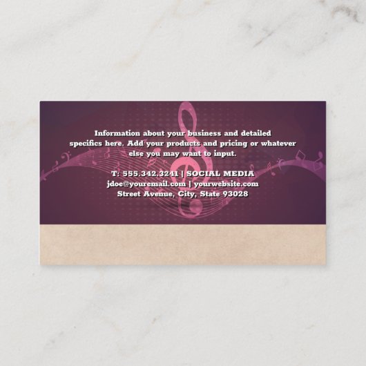 Carte De Visite Notes musicales | Son (Dos)