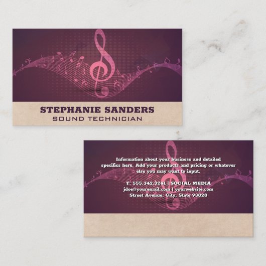 Carte De Visite Notes musicales | Son (Devant / Derrière)