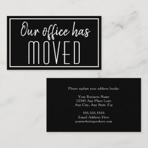 Carte De Visite Notre Bureau A Déplacé Une Nouvelle Adresse Noire