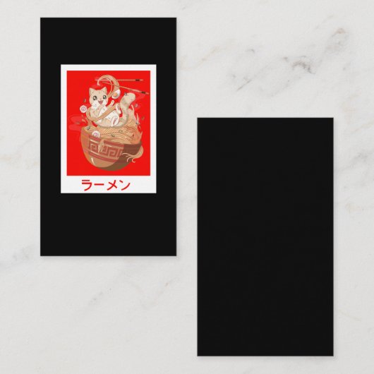 Carte De Visite Nouilles japonaises Anime Chat et Ramen accro (Devant / Derrière)