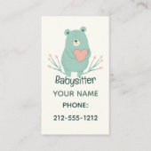 Carte De Visite Nounours QR Code Ours Bleu Doux Coeur (Devant)