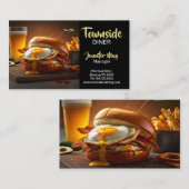 Carte De Visite Nourriture Cantine Poulet Bacon Œuf Burger Restaur (Devant / Derrière)