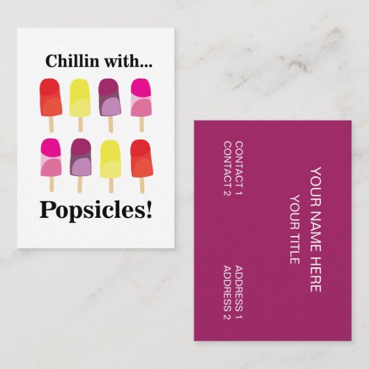 Carte De Visite Nourriture d'été colorée Popsicle (Devant / Derrière)