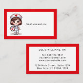 Carte De Visite Nourriture Manga mignonne avec cheveux Brown Brown (Devant / Derrière)