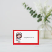 Carte De Visite Nourriture Manga mignonne avec cheveux Brown Brown (Debout devant)