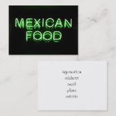 Carte De Visite NOURRITURE MEXICAINE - Panneau vert néon (Devant / Derrière)