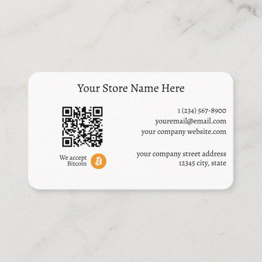 Carte De Visite Nous acceptons Bitcoin QR Code Blanc (Devant)