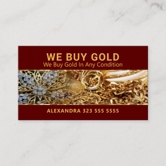 Carte De Visite Nous achetons Gold Custom Typography (Devant)
