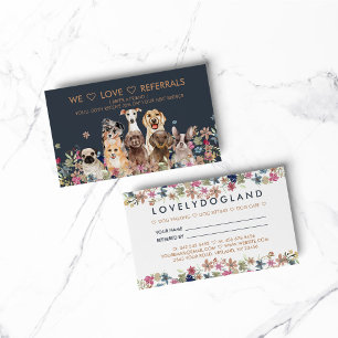 Carte De Visite Nous aimons les références Floral Chien Imprimer
