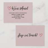 Carte De Visite Nous avons déplacé écriture manuscrite Red Hearts (Devant / Derrière)