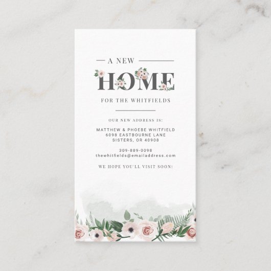 Carte De Visite Nous avons déplacé Floral Nouvelle Adresse Déplace (Devant)