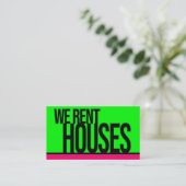 Carte De Visite Nous Louons Des Maisons Vert Chaud Rose (Debout devant)