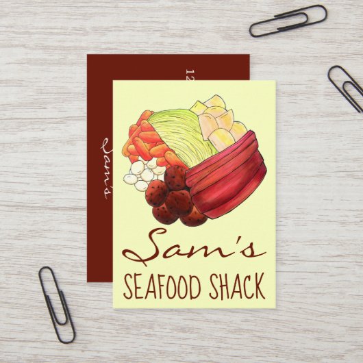 Carte De Visite Nouvel Angleterre Repas Dîner Bouilli Boeuf Corned (Devant/Arrière en situation)