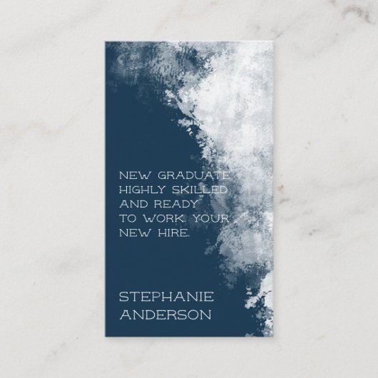 Carte De Visite Nouvel Embauché | Texture Bleu Blanc (Devant)