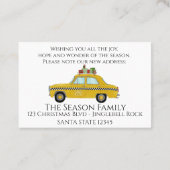 Carte De Visite Nouvelle adresse cabine jaune cadeaux de Noël (Dos)