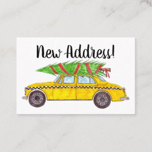 Carte De Visite Nouvelle adresse NY Taxi avec arbre de Noël