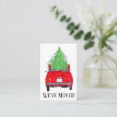 Carte De Visite Nouvelle adresse Red Fiat 500 avec arbre de Noël (Debout devant)