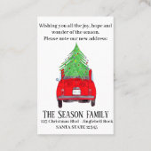 Carte De Visite Nouvelle adresse Red Fiat 500 avec arbre de Noël (Dos)