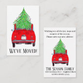 Carte De Visite Nouvelle adresse Red Fiat 500 avec arbre de Noël (Devant / Derrière)