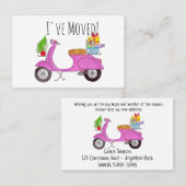 Carte De Visite Nouvelle adresse Scooter rétro de Noël (Devant / Derrière)