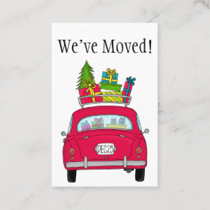 Carte De Visite Nouvelle adresse Voiture rouge avec cadeaux de Noë
