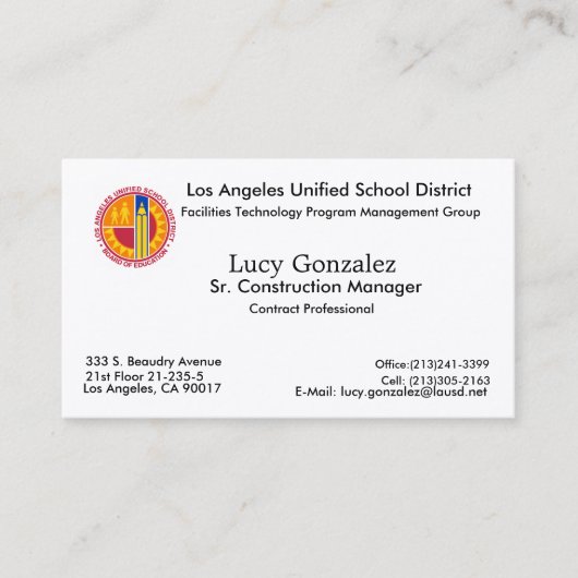Carte De Visite Nouvelle image, Lucy Gonzalez, Los Angeles, CA (Devant)