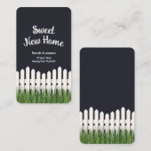 Carte De Visite Nouvelle maison douce avec clôture blanche et herb (Devant / Derrière)