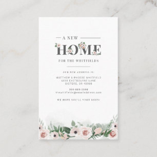 Carte De Visite Nouvelle maison Floral Changement d'adresse Moving