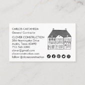 Carte De Visite Nouvelle maison Moderne Construction Entrepreneur  (Dos)