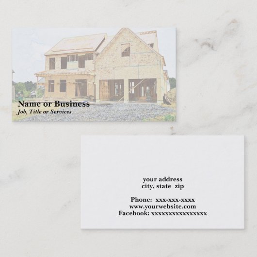 Carte De Visite nouvelle maison unifamiliale en construction (Devant / Derrière)