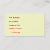 Carte De Visite Nouvelle nouvelle adresse à la maison (Dos)