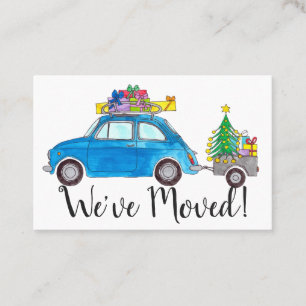Carte De Visite Nouvelle voiture bleue avec cadeaux de Noël