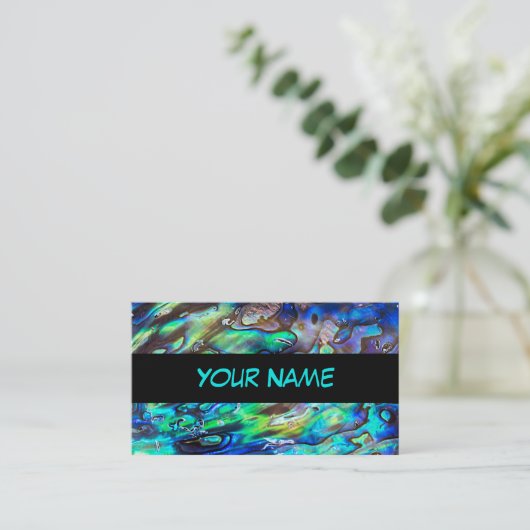 Carte De Visite Nouvelle-Zélande Abalone Paua Shell Motif 1 (Debout devant)