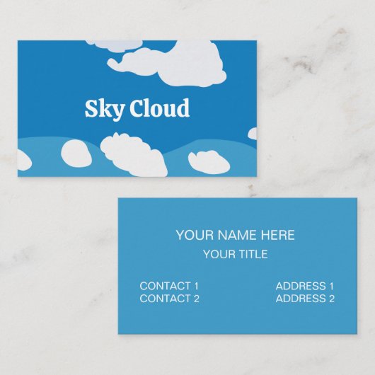 Carte De Visite Nuage de Ciel Bleu (Devant / Derrière)