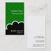 Carte De Visite Nuage d'imagination sur Damas vert (Devant / Derrière)