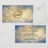 Carte De Visite nuage doré votre logo sur bleu (Devant / Derrière)
